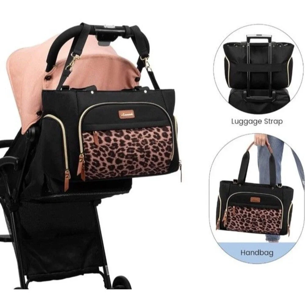 Lovevook Diaper Bag Travel Diaper Tote With Changing Pad For Travel Black
